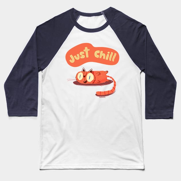 Just chill, lazy cat Baseball T-Shirt by azbeen